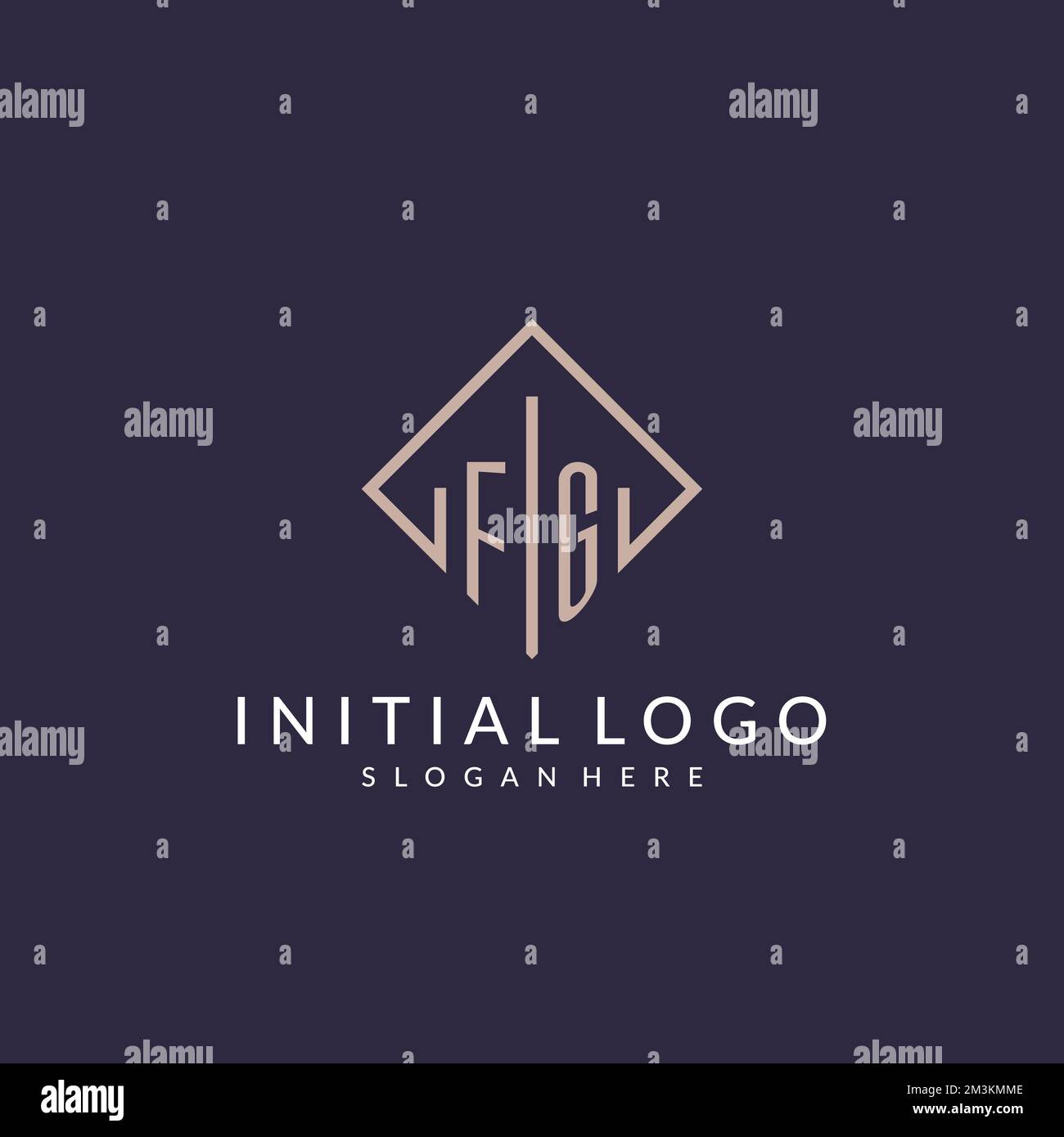 FG initial monogram logo with rectangle style design ideas Stock Vector