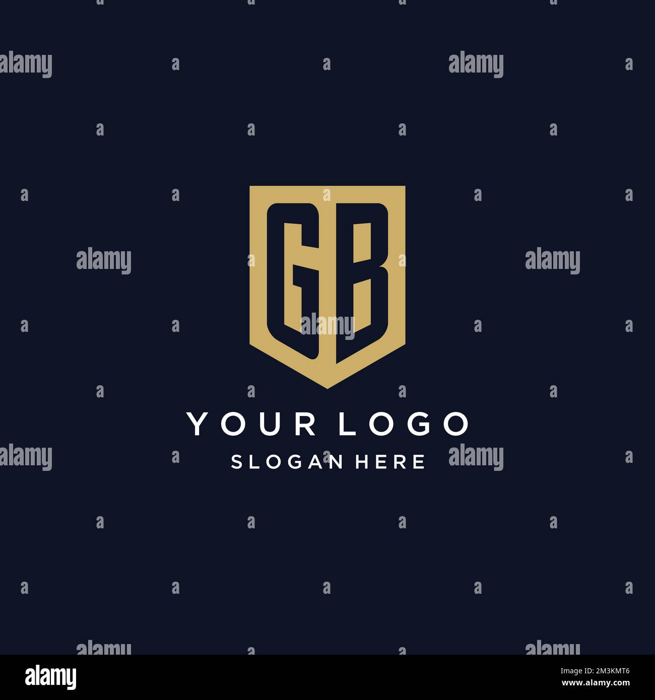 GB monogram initials logo design with shield icon template Stock Vector