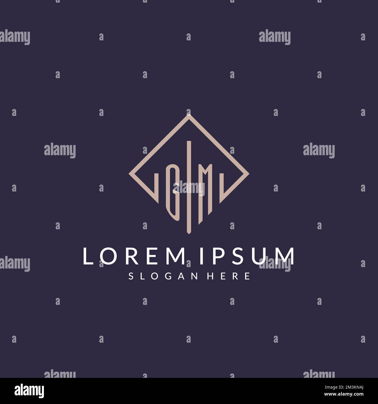 GM initial monogram logo with rectangle style design ideas Stock Vector