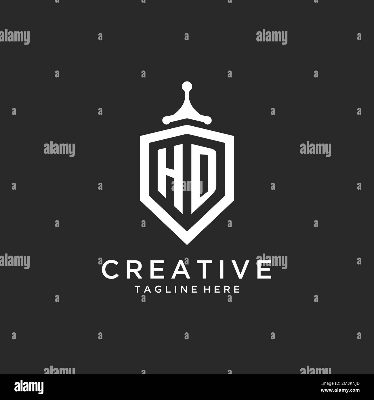 HD monogram logo initial with shield guard shape design ideas Stock Vector