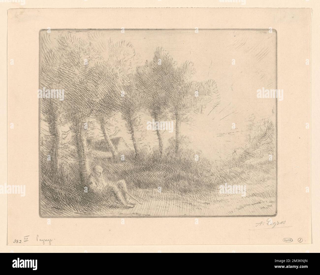 Paysage , Trees, Alphonse Legros (1837-1911) Stock Photo
