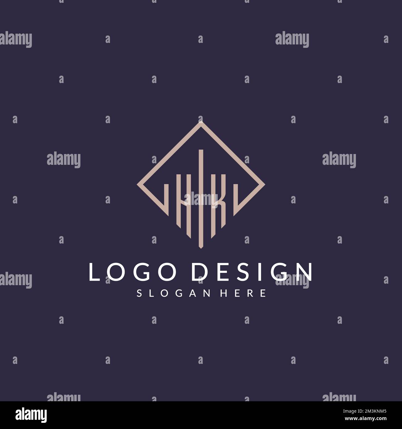 HK initial monogram logo with rectangle style design ideas Stock Vector