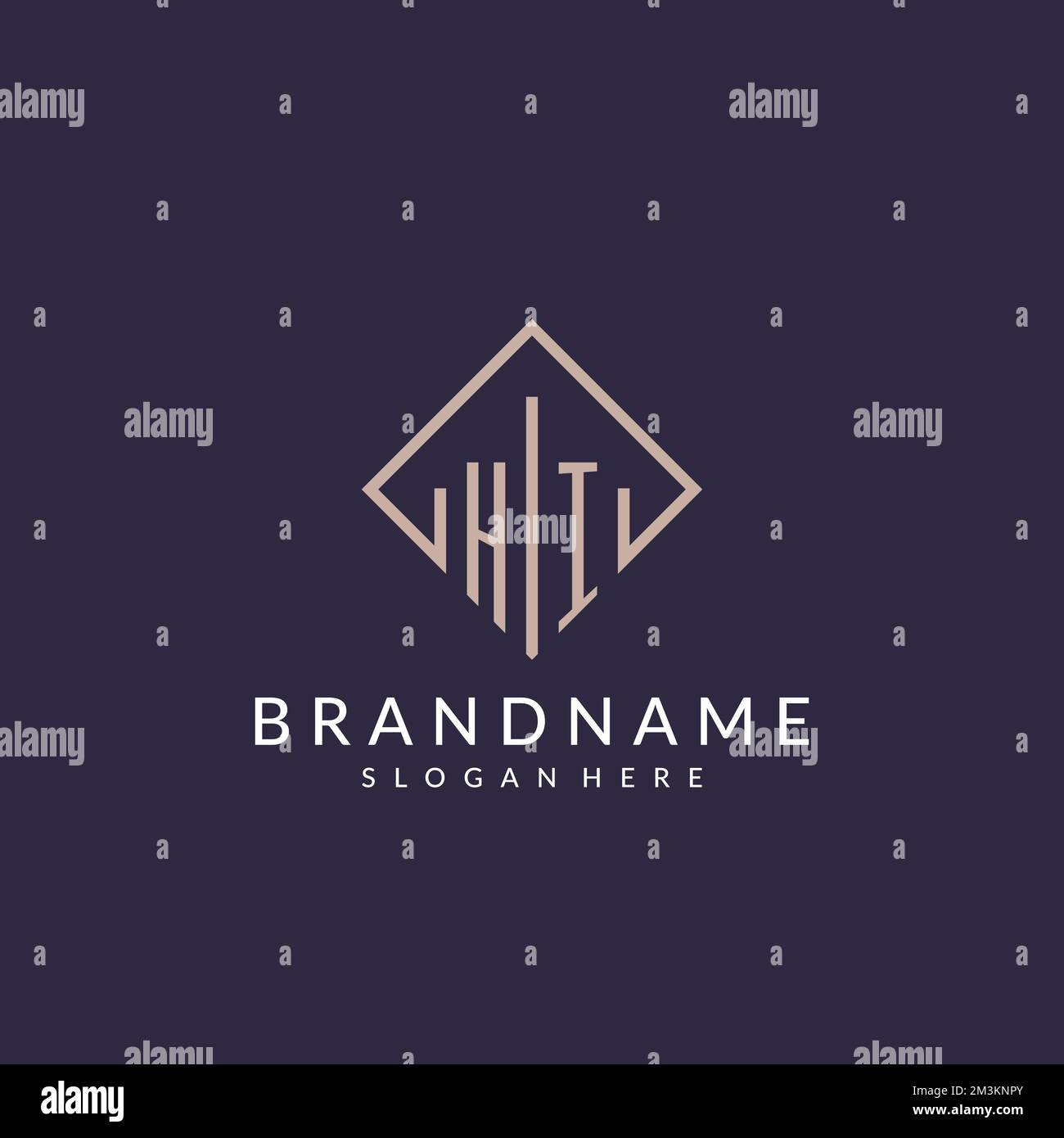 HI initial monogram logo with rectangle style design ideas Stock Vector