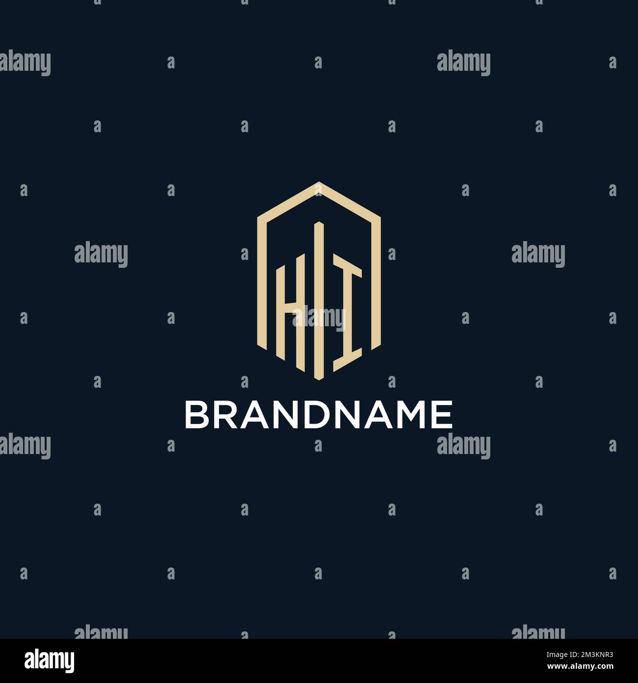 HI initial monogram logo with hexagonal shape style, real estate logo ...