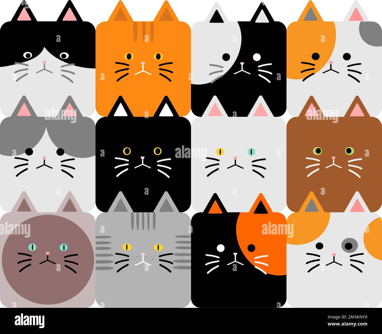 Cartoon illustration of cute cats and kitten characters. Set of cute character cats, pet animal collection. Cat vector breeds cute pet animal set Stock Vector