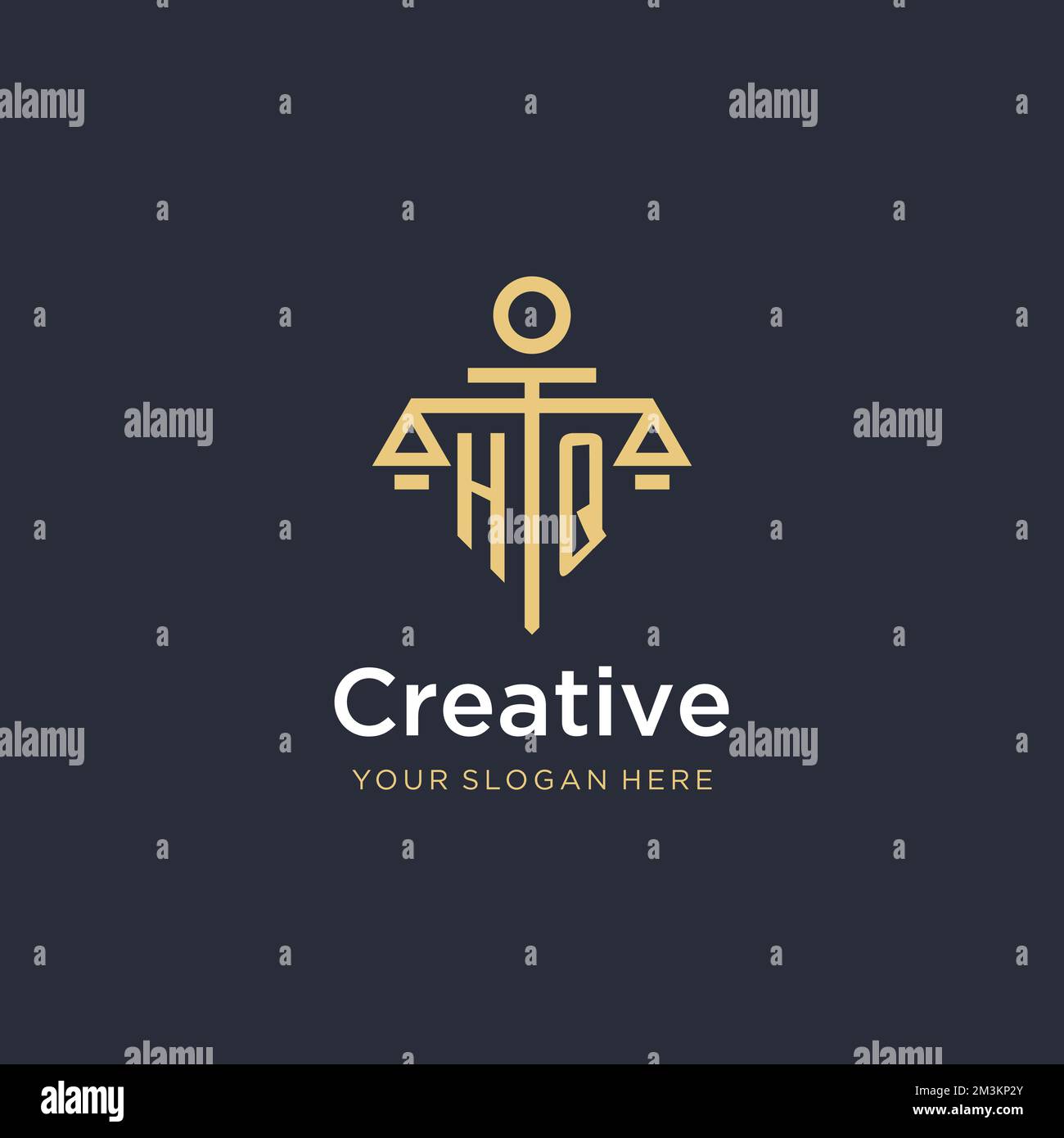 HQ initial monogram logo with scale and pillar style design ideas Stock ...
