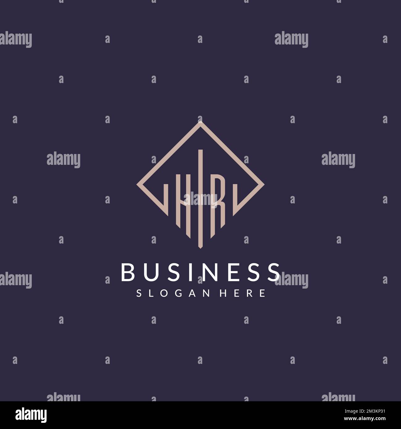 HR initial monogram logo with rectangle style design ideas Stock Vector