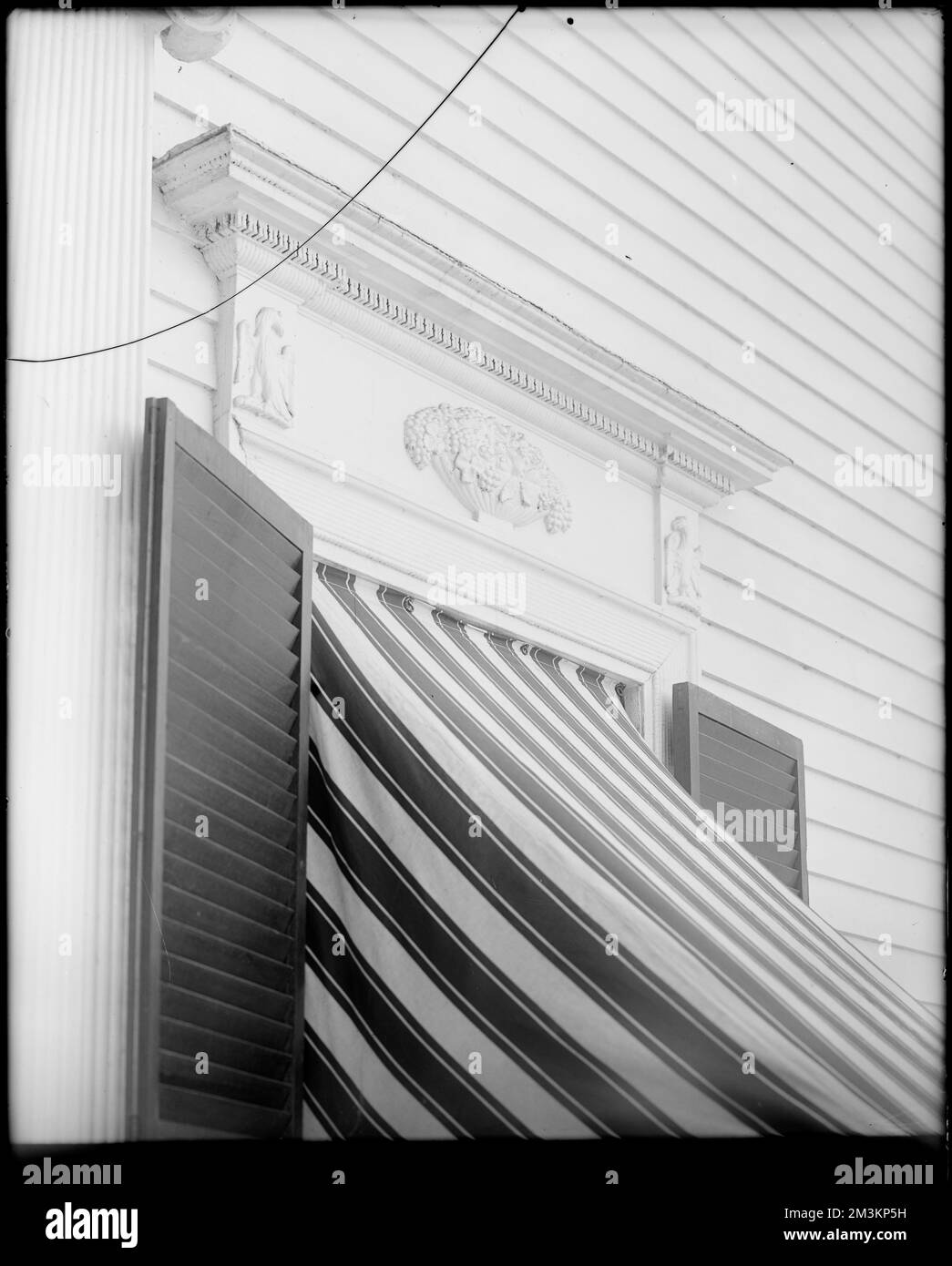 Peabody, Andover Street, exterior detail, window cap and McIntire Eagle