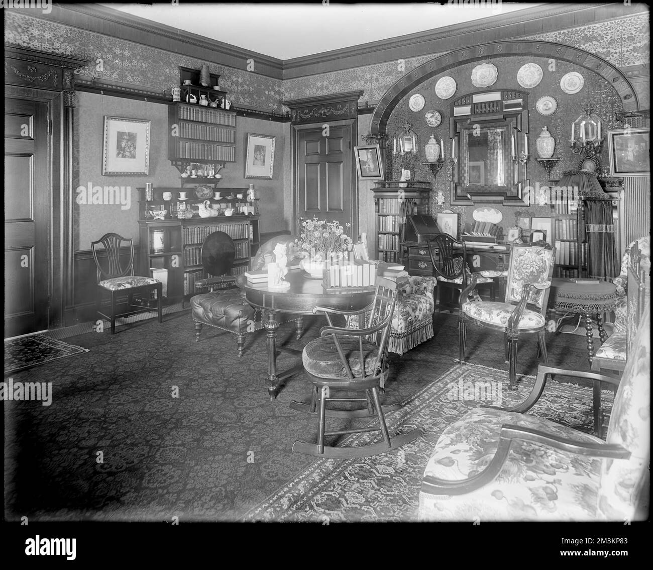 Peabody, Andover Street, interior detail, morning room, Mrs. Jacob C ...