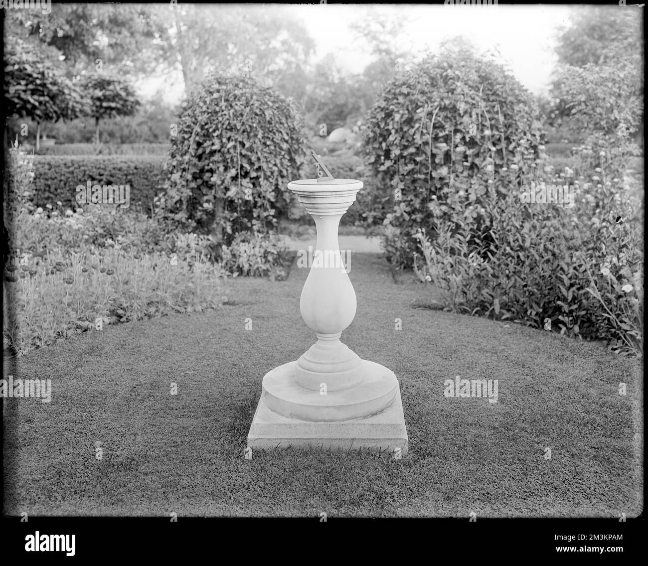 Peabody, Andover Street, views, sundial on Mrs. Jacob C. Rogers Estate