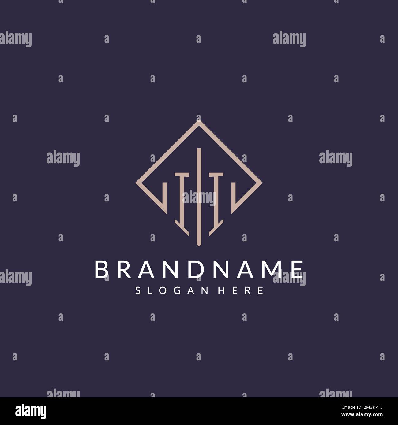 II initial monogram logo with rectangle style design ideas Stock Vector