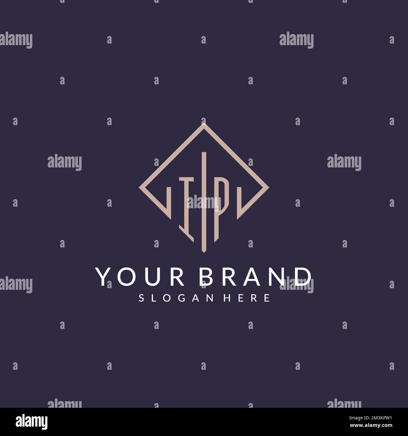 IP initial monogram logo with rectangle style design ideas Stock Vector