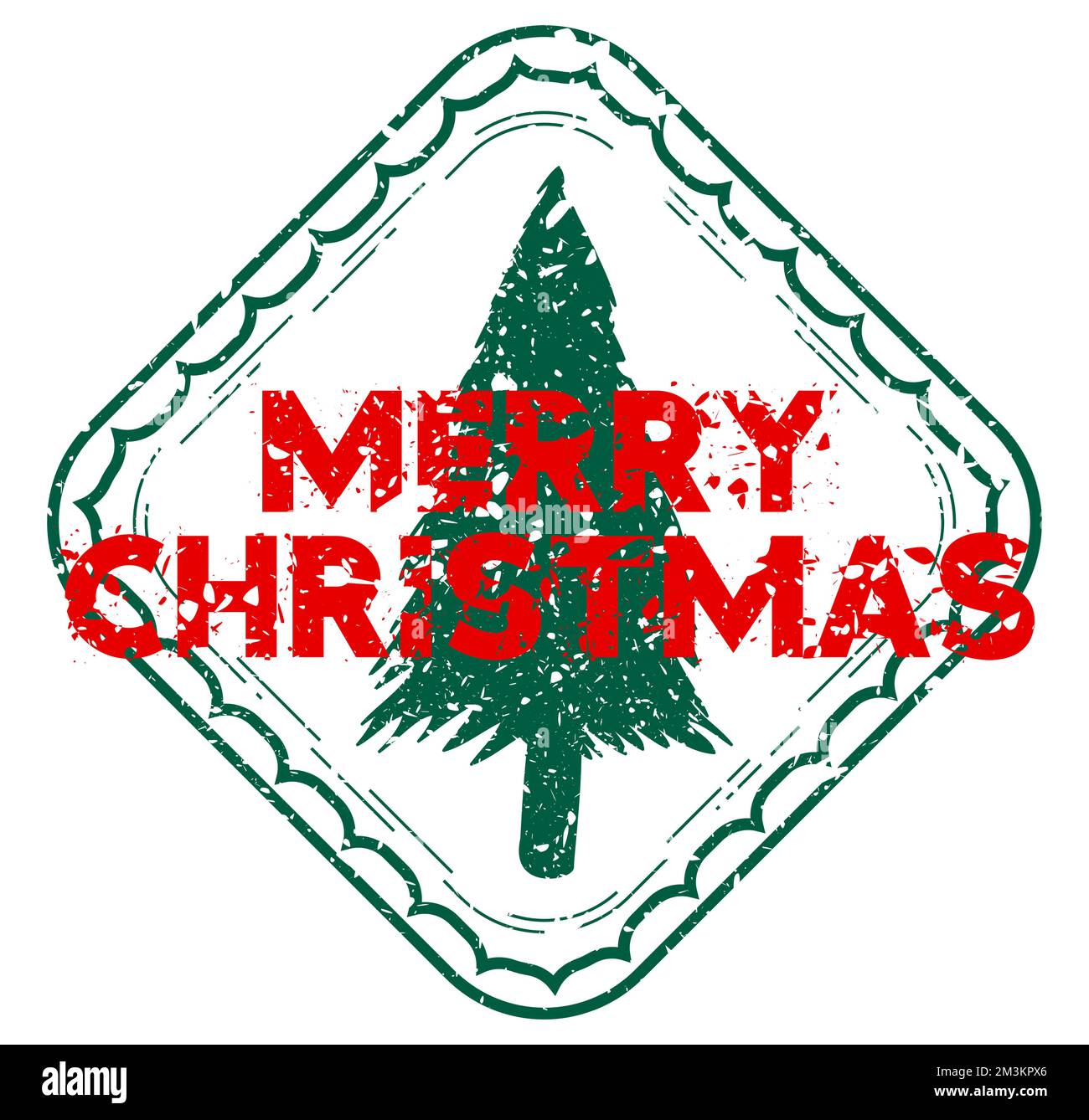 Simple vintage rubber stamp with Merry Christmas text. Stock Vector