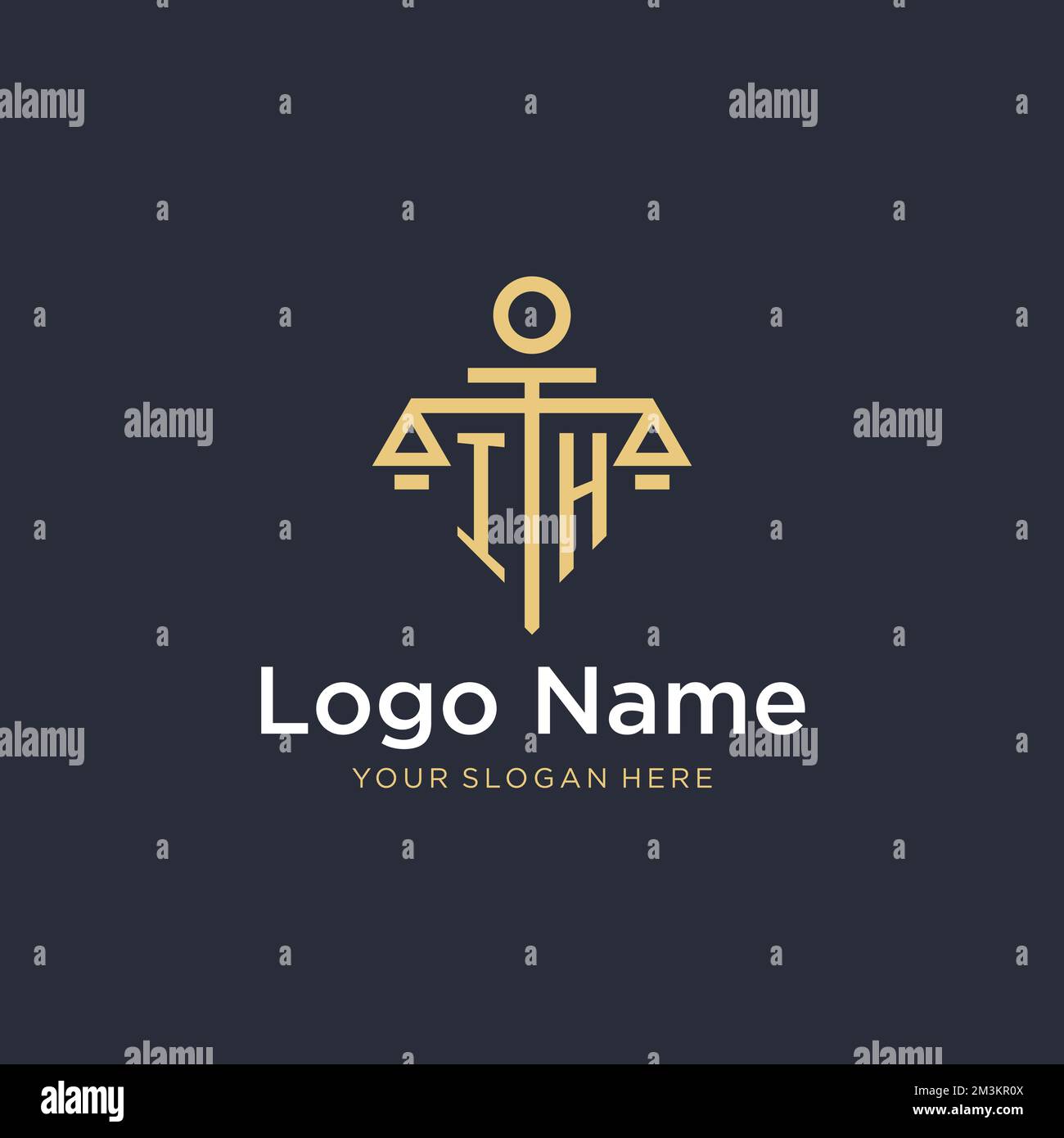 IH initial monogram logo with scale and pillar style design ideas Stock ...