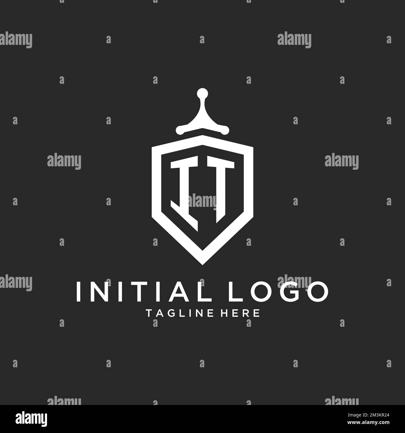 IT monogram logo initial with shield guard shape design ideas Stock ...