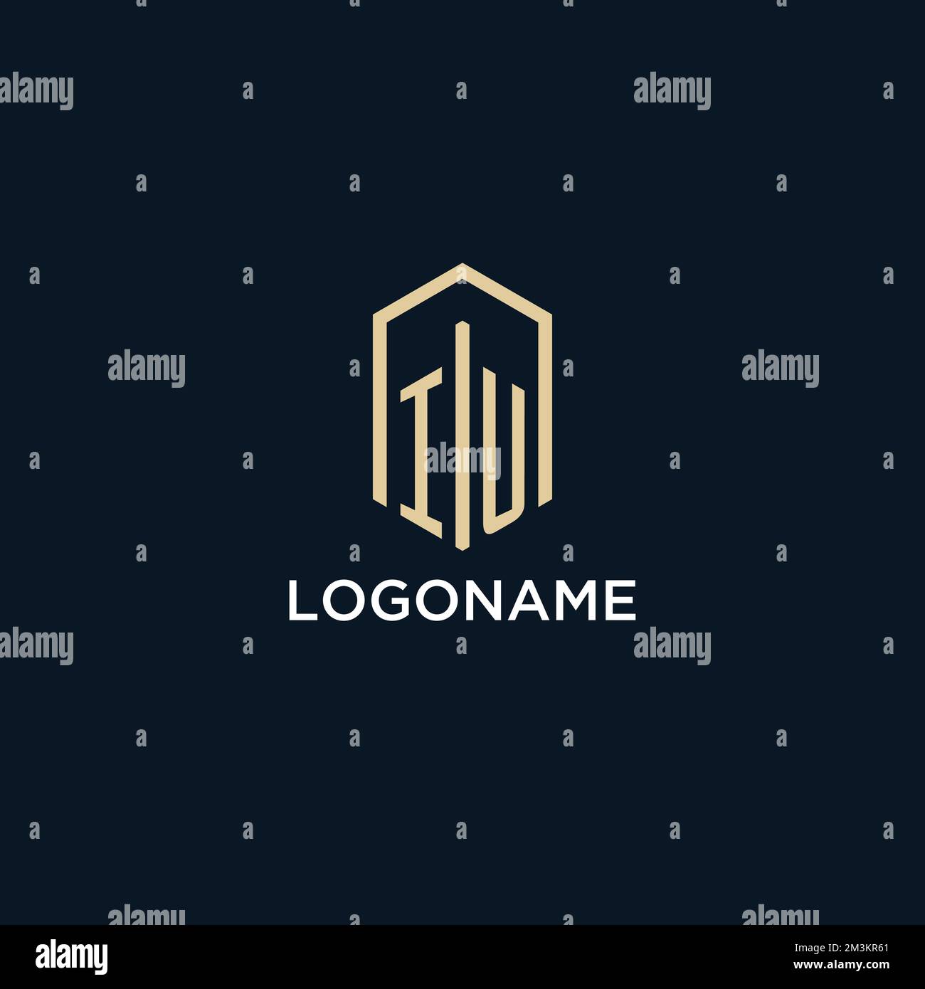 IU initial monogram logo with hexagonal shape style, real estate logo