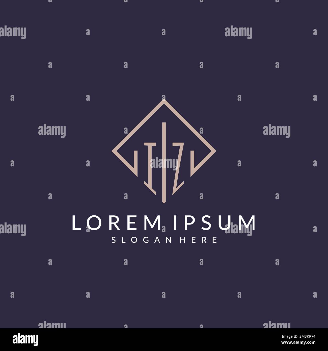 IZ initial monogram logo with rectangle style design ideas Stock Vector
