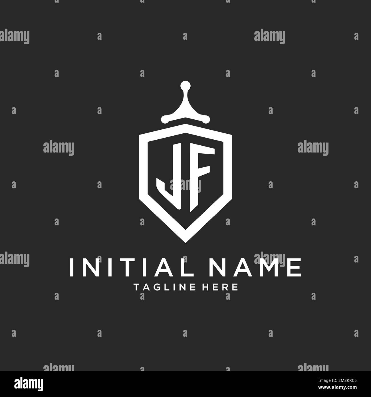 JF monogram logo initial with shield guard shape design ideas Stock Vector