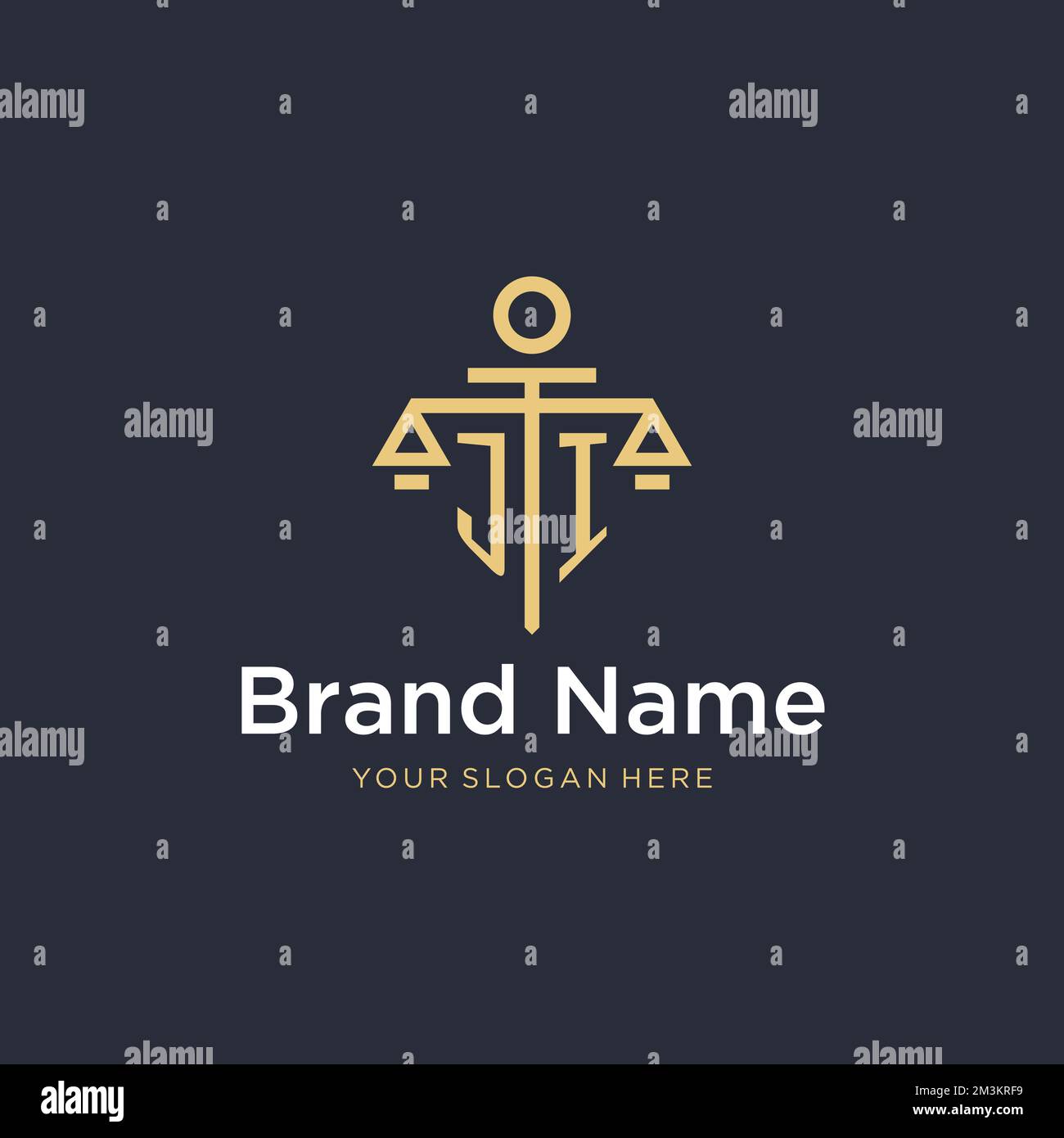 JI initial monogram logo with scale and pillar style design ideas Stock ...