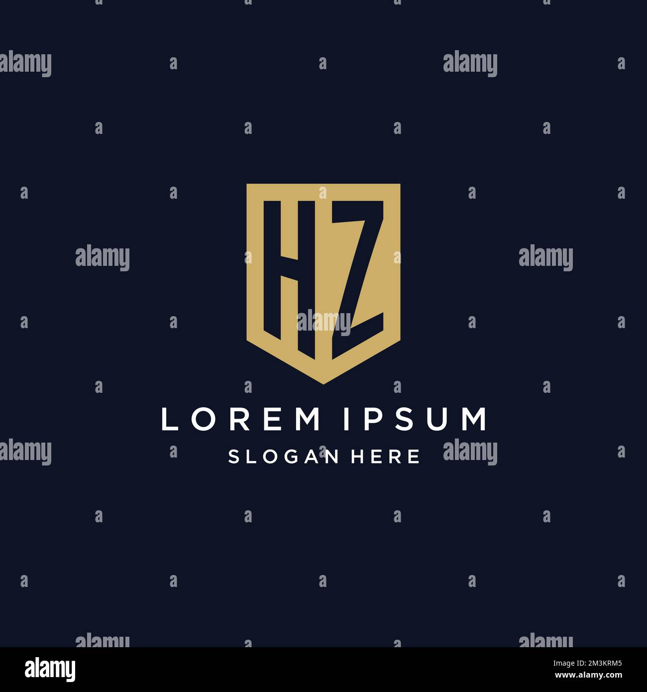 HZ monogram initials logo design with shield icon template Stock Vector