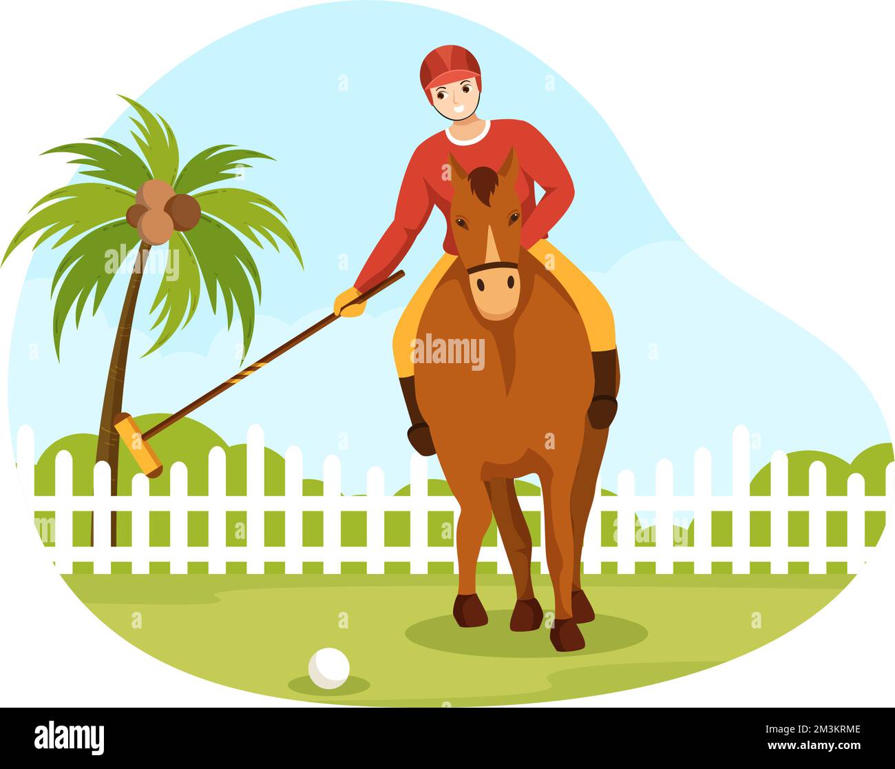 Polo Horse Sports with Player Riding Horse and Holding Stick use