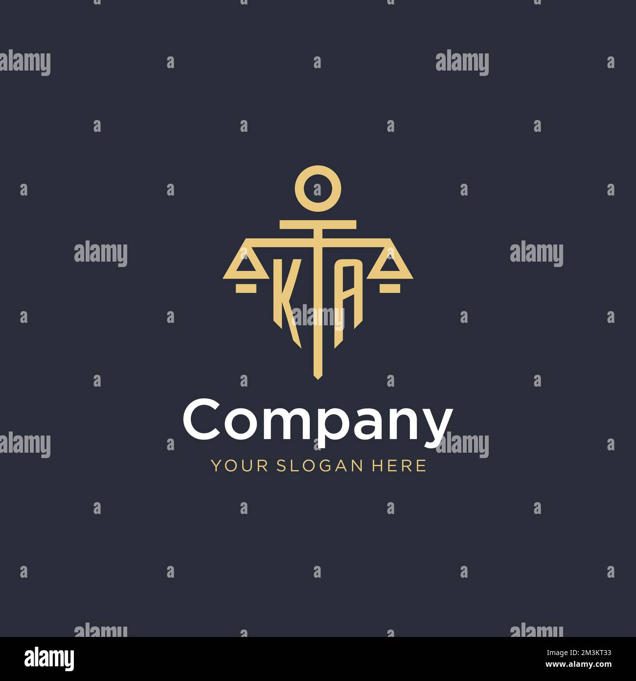 KA initial monogram logo with scale and pillar style design ideas Stock ...