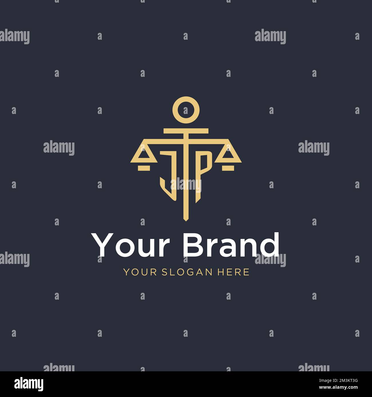 JP initial monogram logo with scale and pillar style design ideas Stock ...