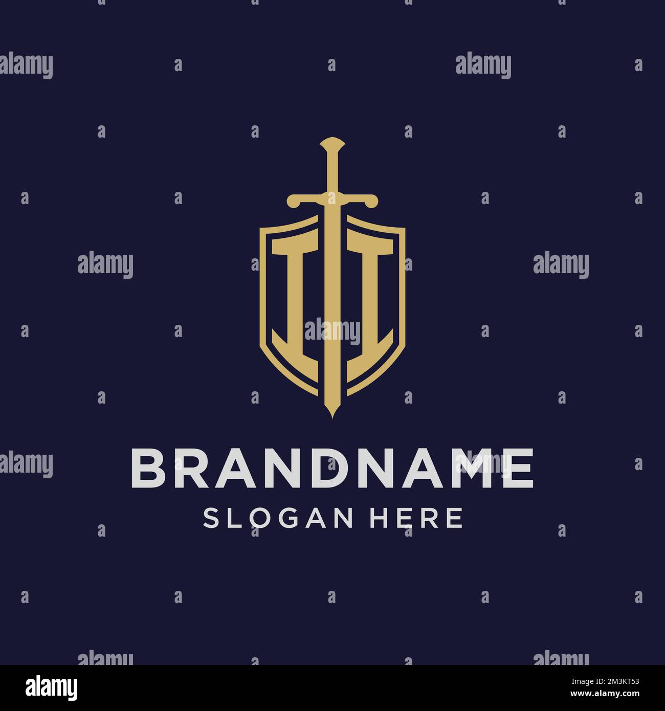 II logo initial monogram with shield and sword design ideas Stock ...