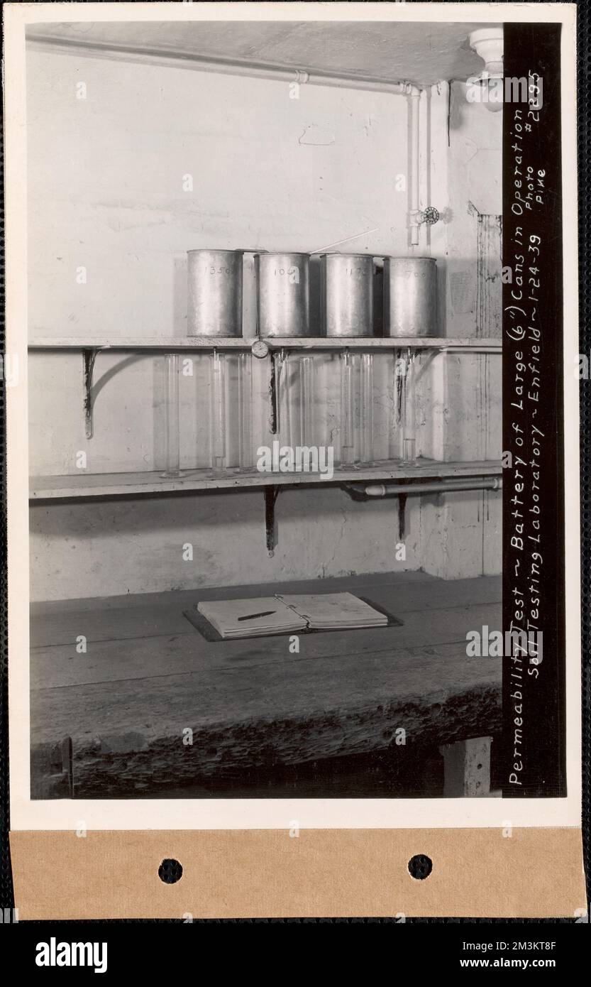 Permeability test, battery of large 6' cans in operation, soil testing