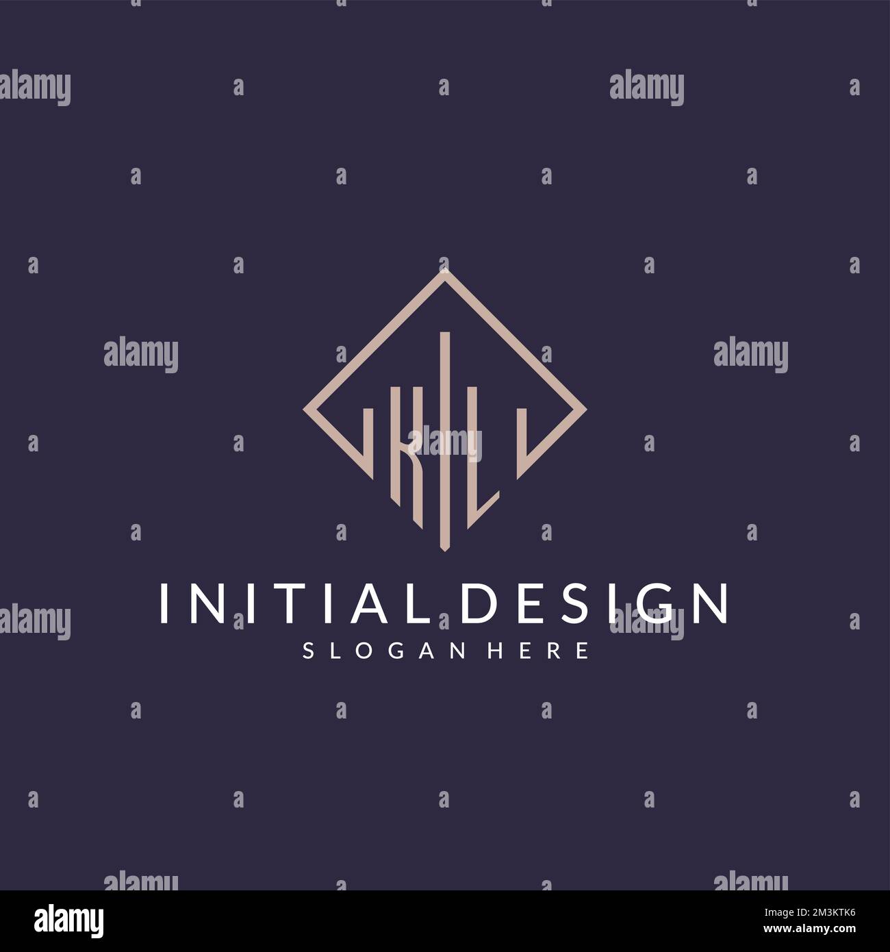 KL initial monogram logo with rectangle style design ideas Stock Vector