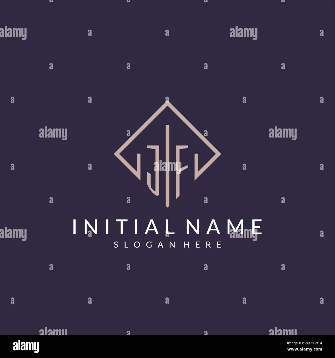 JF initial monogram logo with rectangle style design ideas Stock Vector