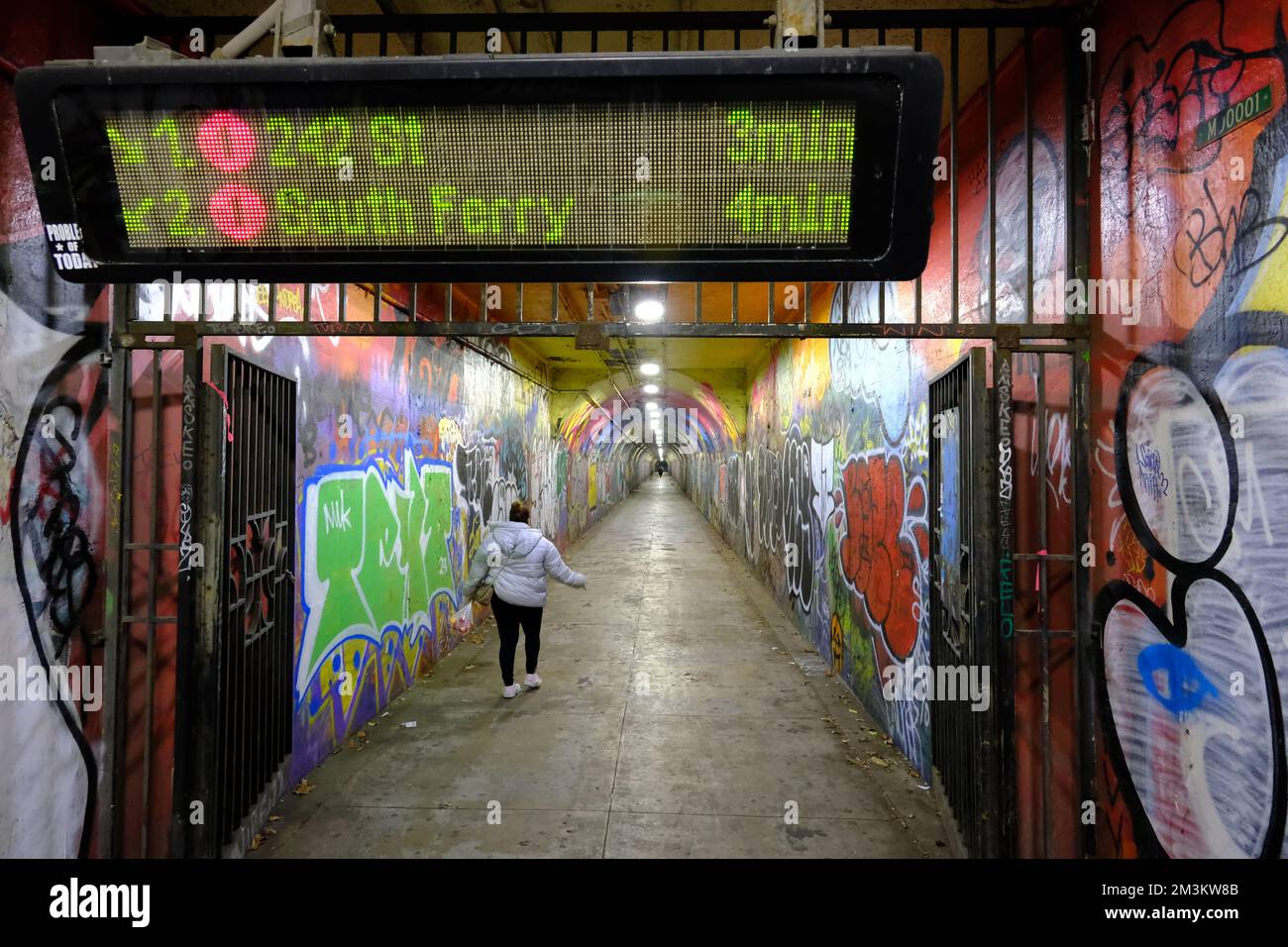 The entrance of of 191 street subway station tunnel for line 1 subway