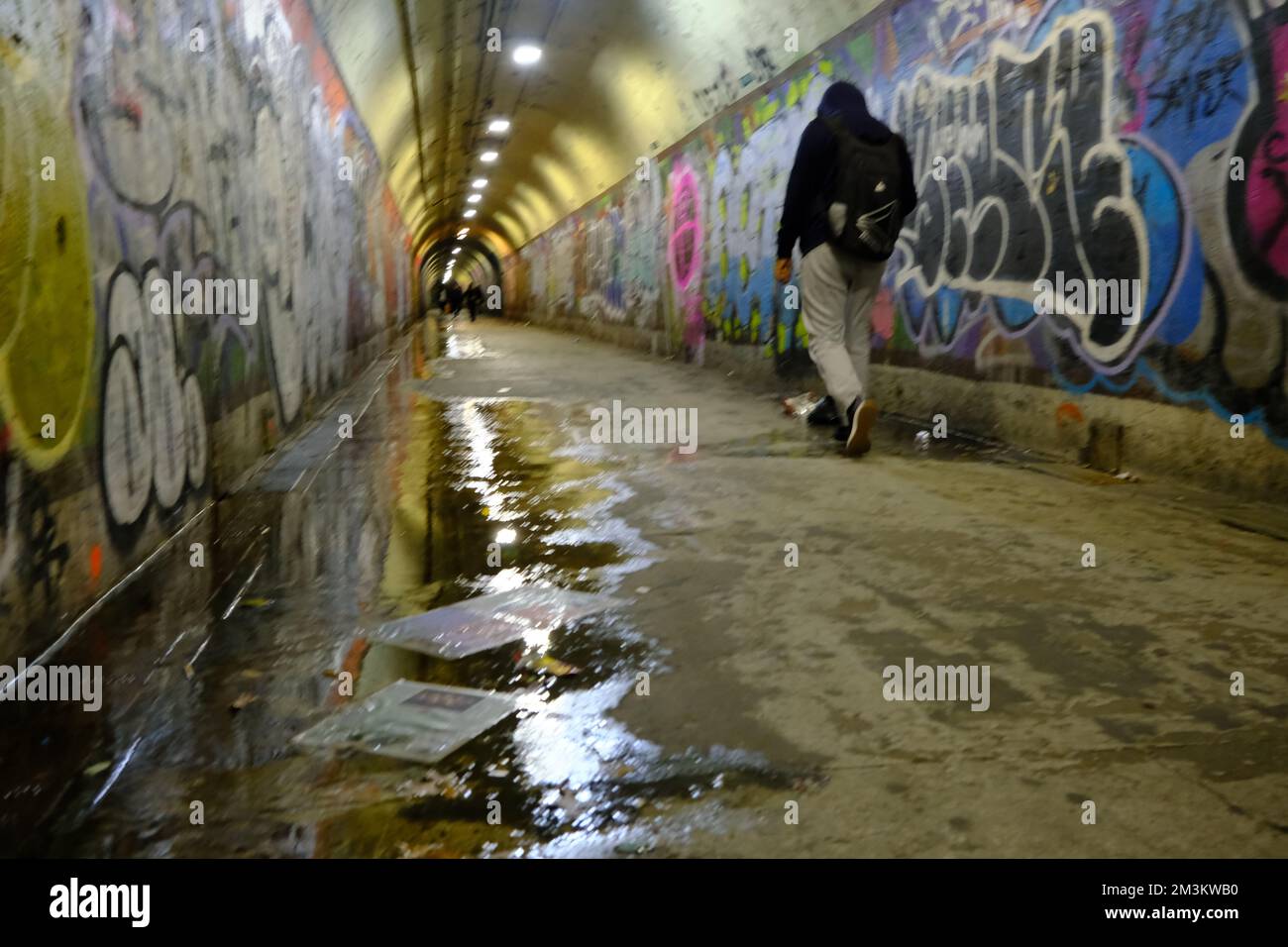 Interior view of 191 street subway station tunnel aka Tunnel Street for