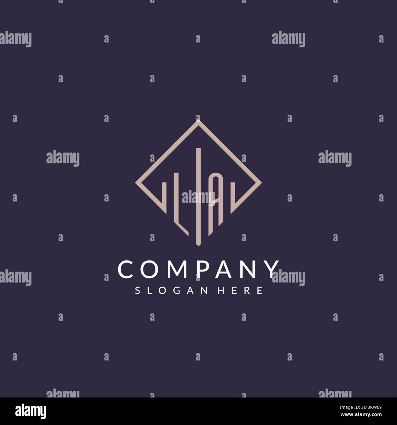 LA initial monogram logo with rectangle style design ideas Stock Vector