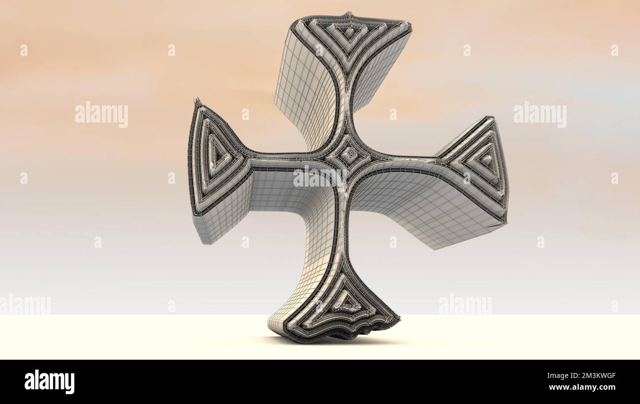 A 3D Illustration of an architectural structure based on a Christian ...