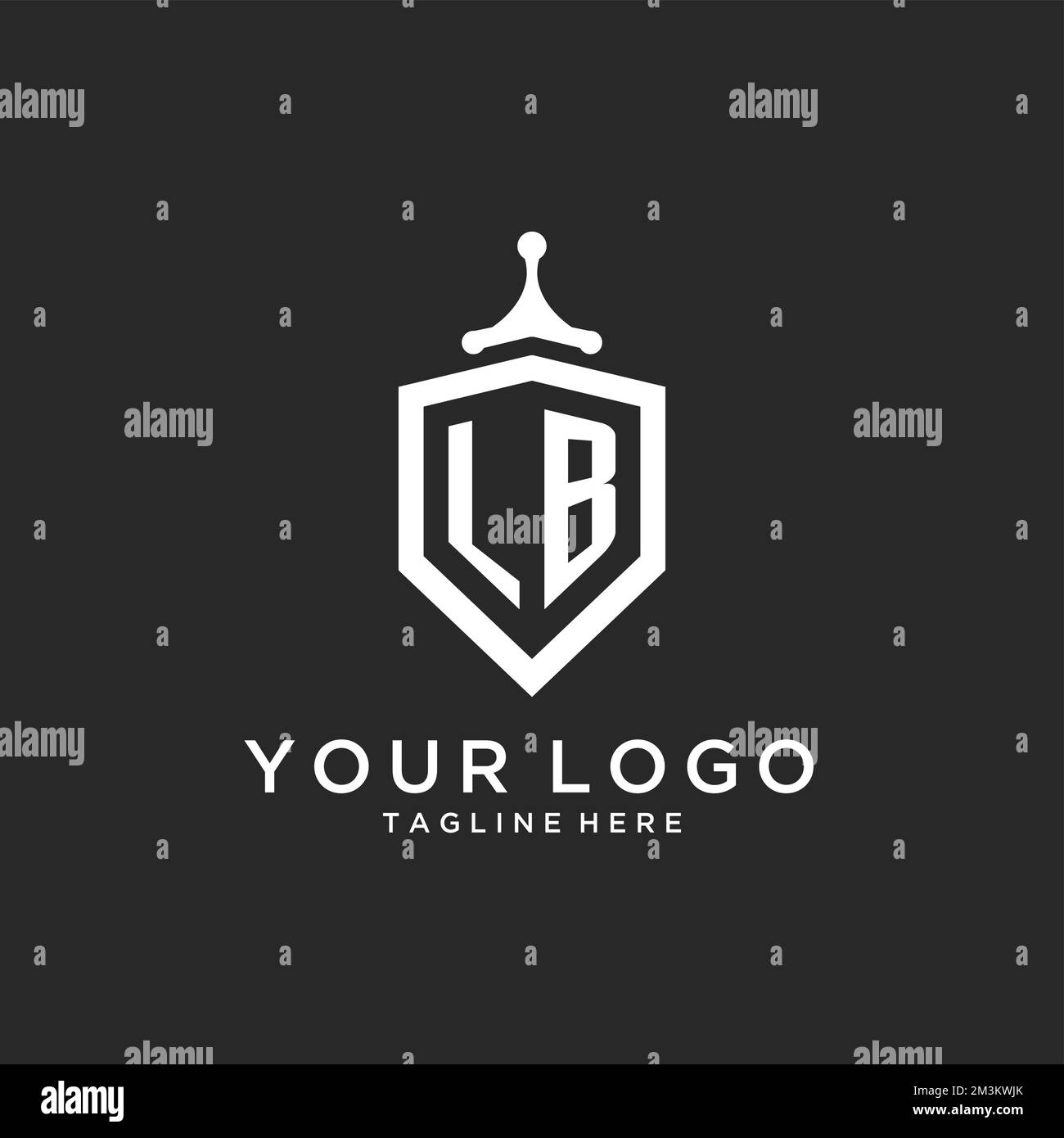 LB monogram logo initial with shield guard shape design ideas Stock Vector