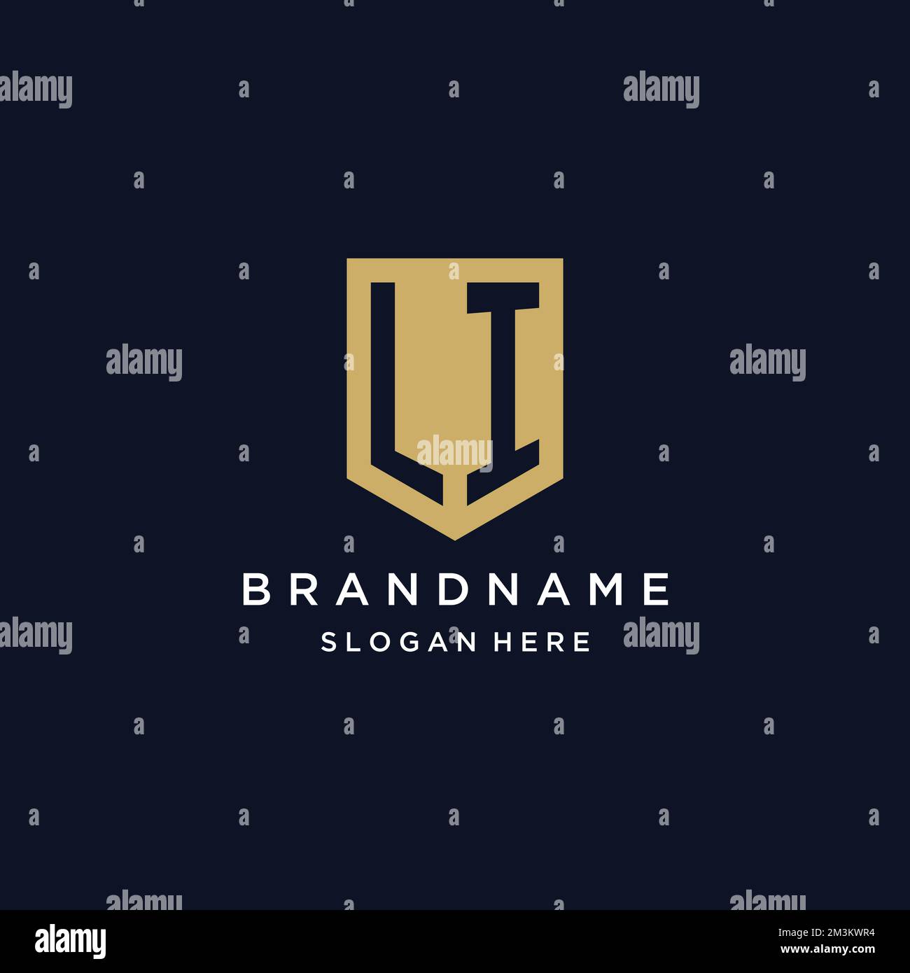 LI monogram initials logo design with shield icon template Stock Vector