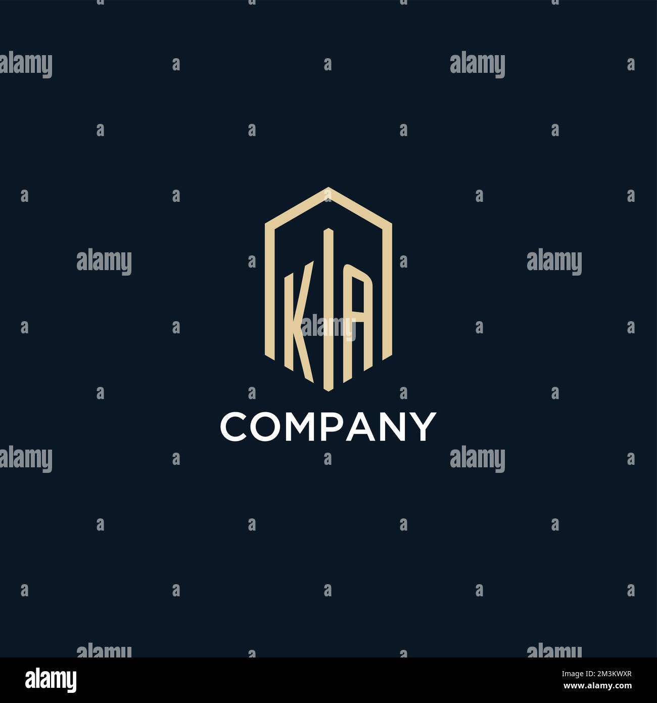 KA initial monogram logo with hexagonal shape style, real estate logo ...