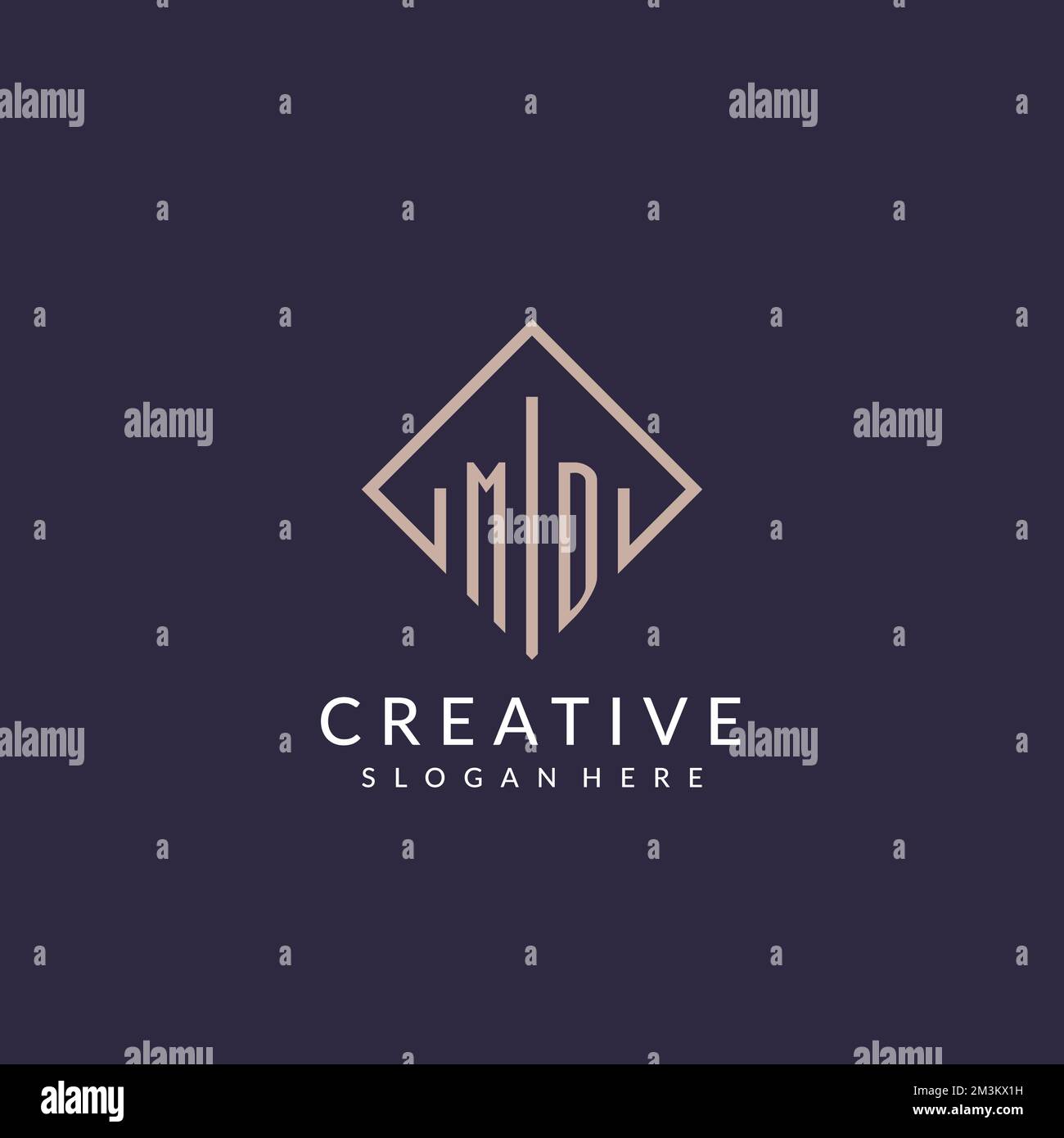 MD initial monogram logo with rectangle style design ideas Stock Vector