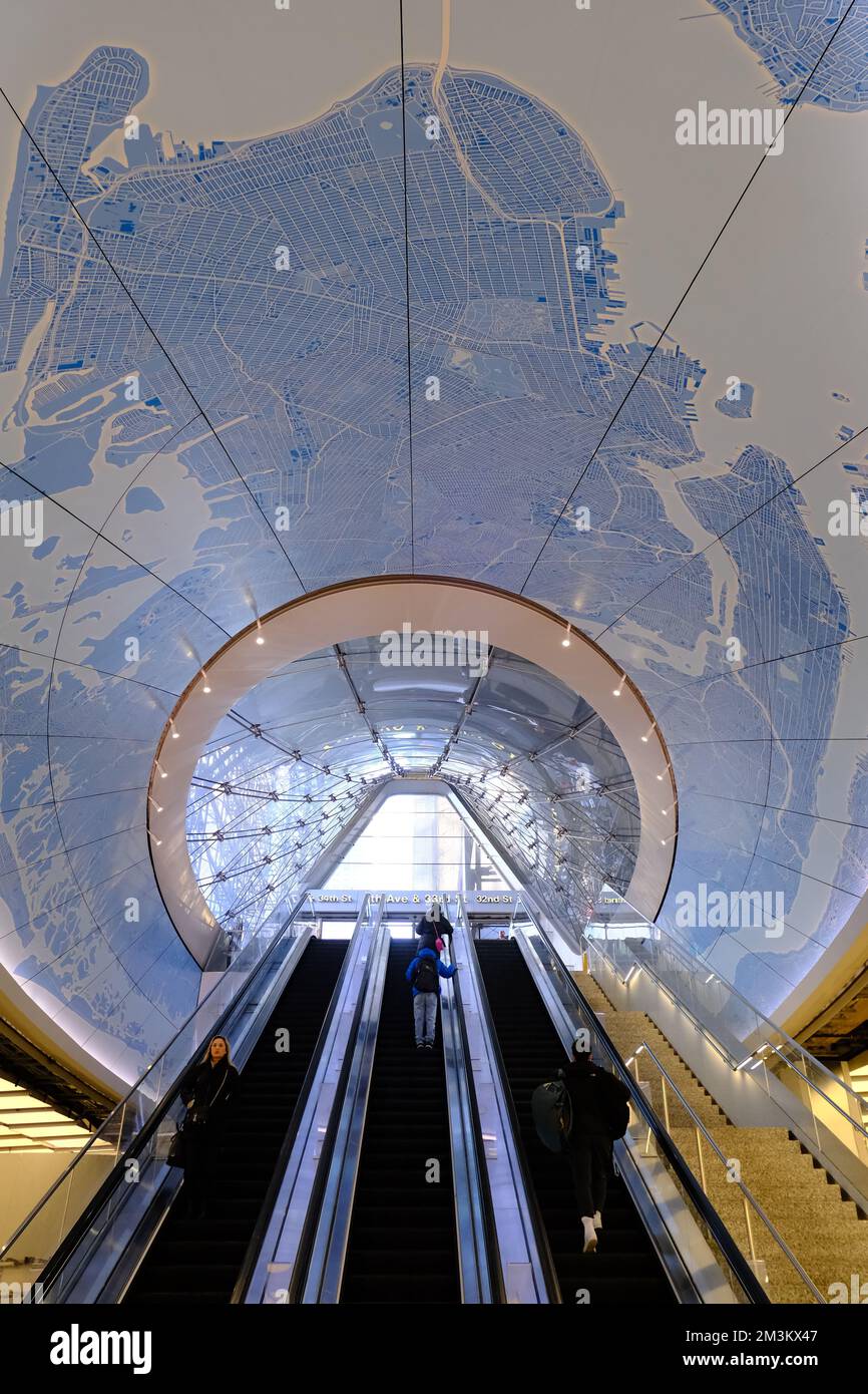 The escalators at the new entrance of 7th Avenue to Penn Station at the