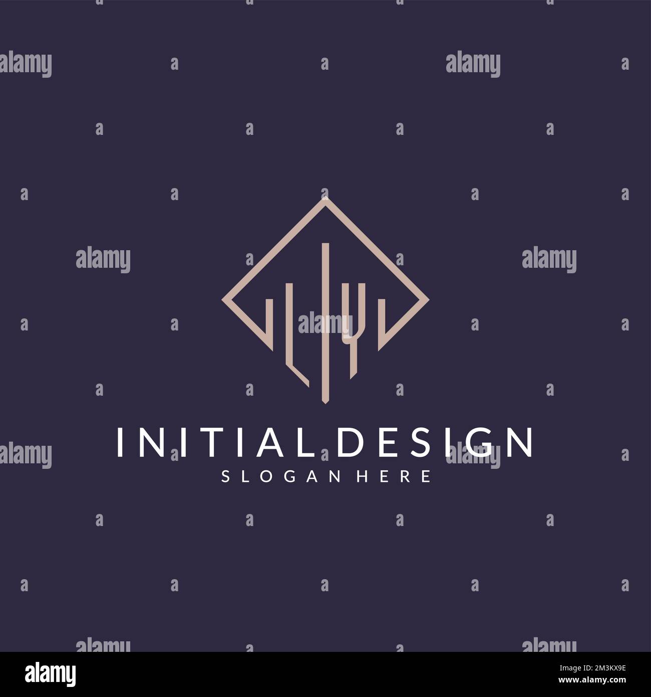 LY initial monogram logo with rectangle style design ideas Stock Vector