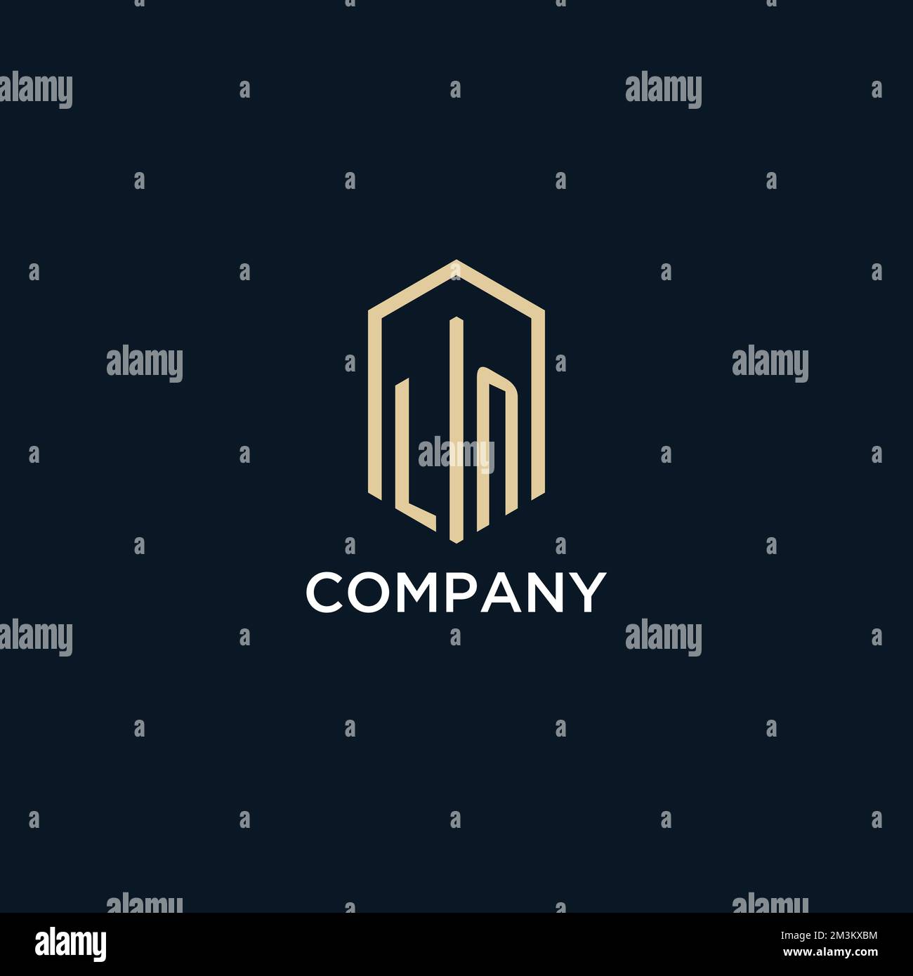 LN initial monogram logo with hexagonal shape style, real estate logo ...