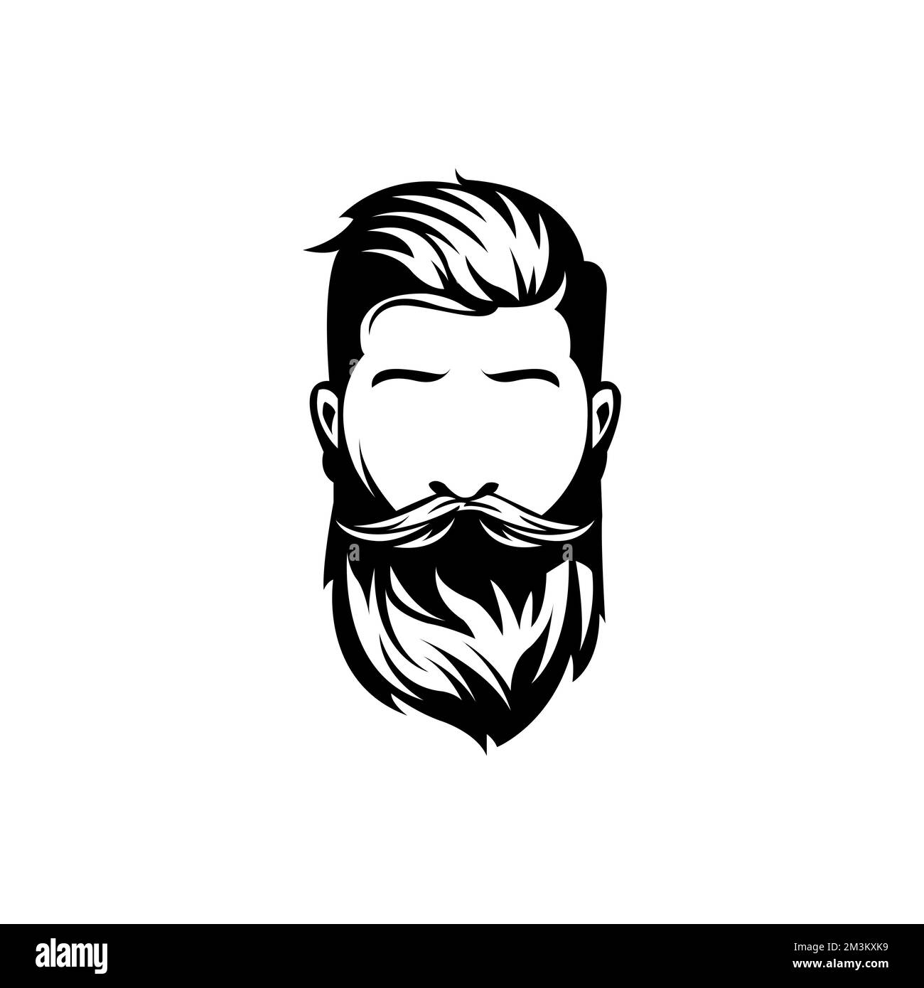 Barber shop modern logo design. Flat face vector illustration.EPS 10 Stock Vector