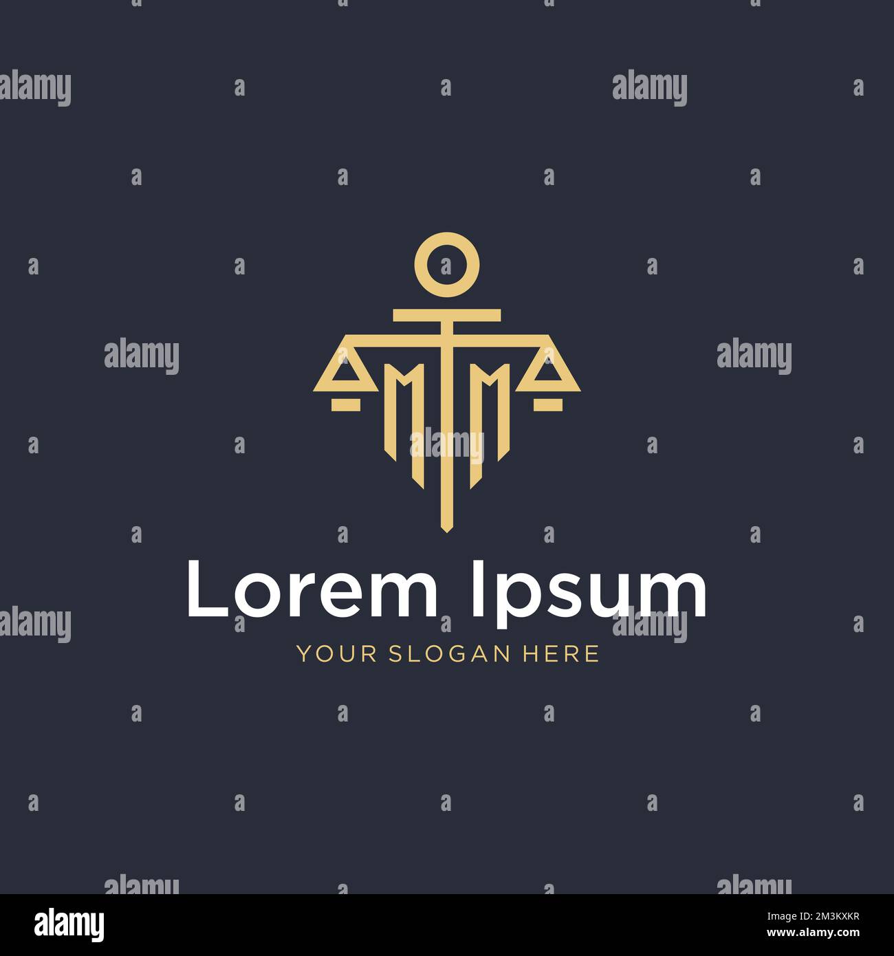 MM initial monogram logo with scale and pillar style design ideas Stock ...