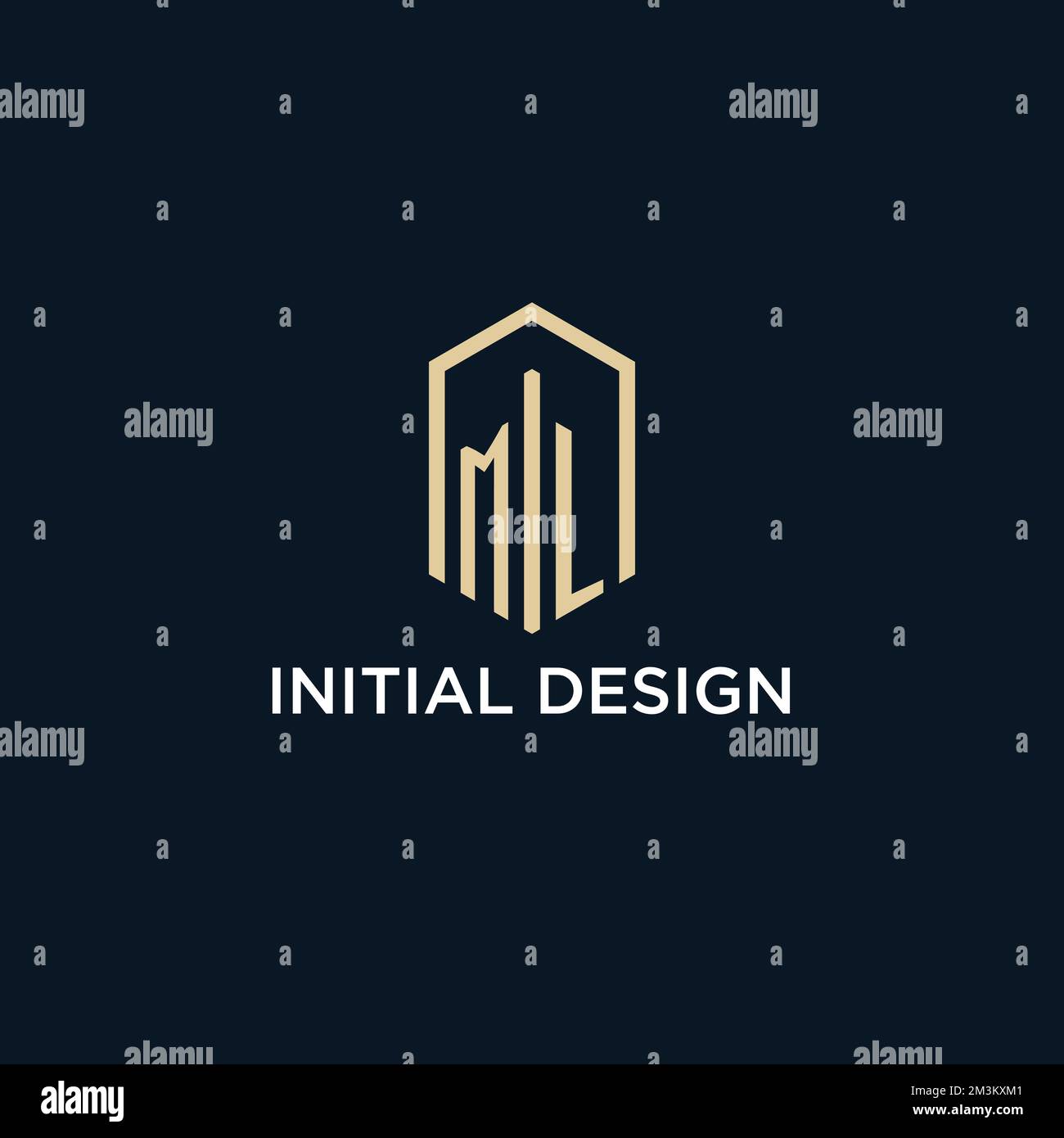 ML initial monogram logo with hexagonal shape style, real estate logo design ideas inspiration vector Stock Vector