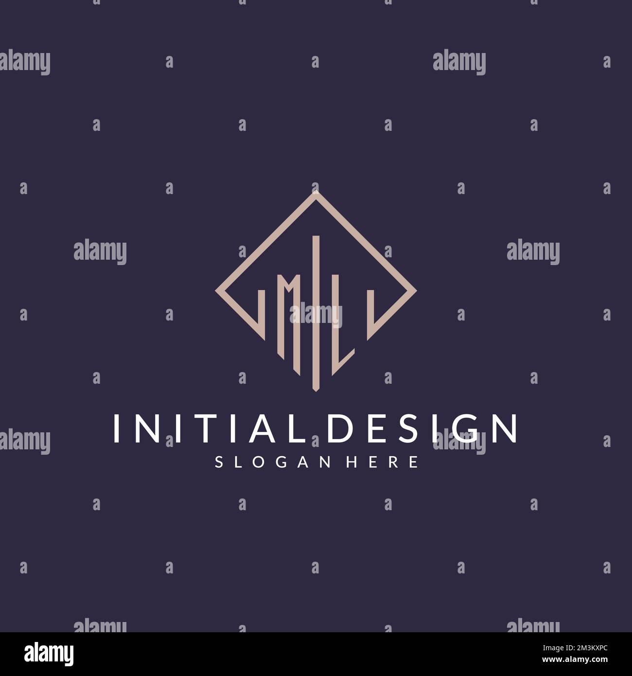 ML initial monogram logo with rectangle style design ideas Stock Vector