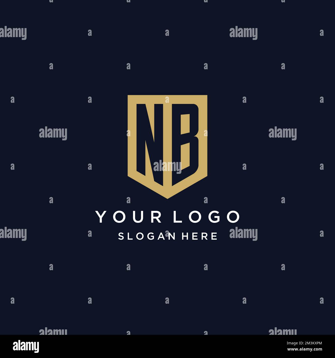 NB monogram initials logo design with shield icon template Stock Vector