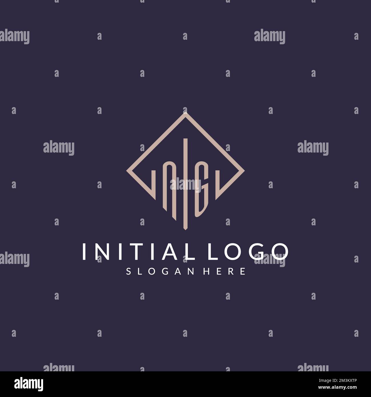 NG initial monogram logo with rectangle style design ideas Stock Vector