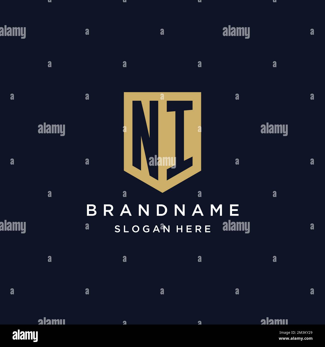 NI monogram initials logo design with shield icon template Stock Vector ...