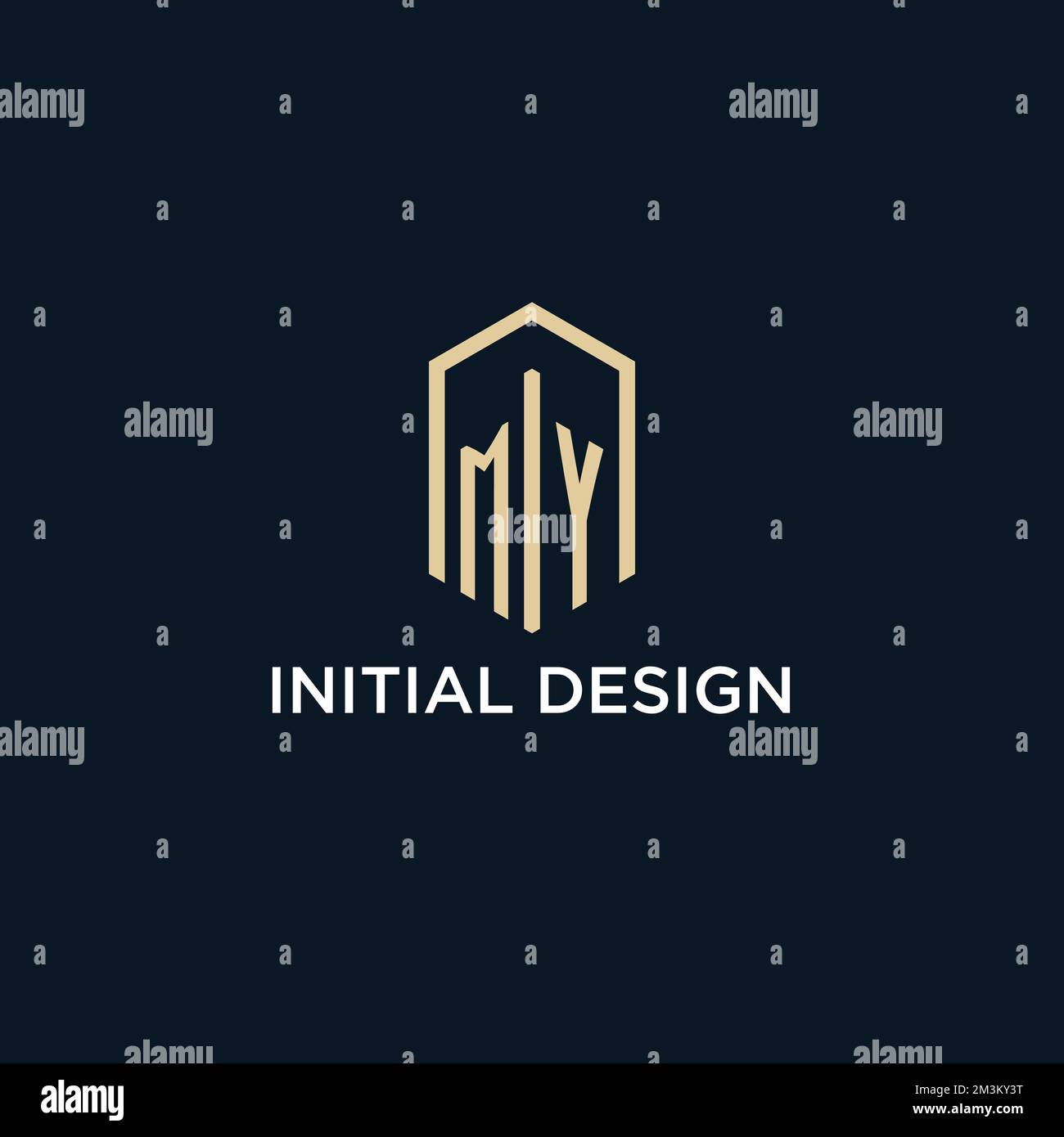 MY initial monogram logo with hexagonal shape style, real estate logo ...